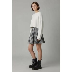 VTG Mini Skirt‎ Flannel Brown Plaid Academia Preppy Skater Circle Grunge Small